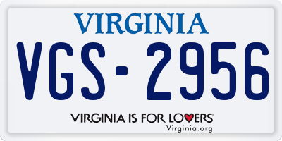 VA license plate VGS2956