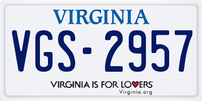 VA license plate VGS2957
