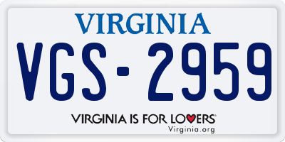 VA license plate VGS2959