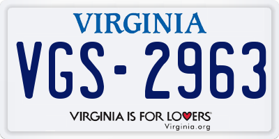 VA license plate VGS2963