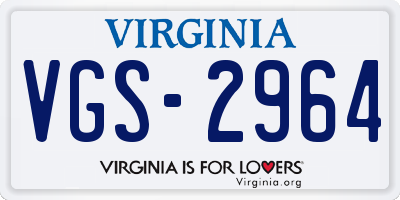 VA license plate VGS2964