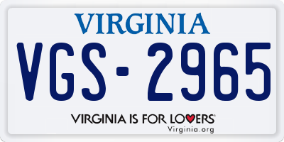 VA license plate VGS2965