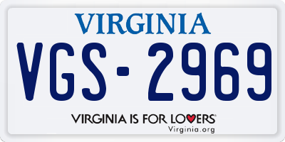 VA license plate VGS2969