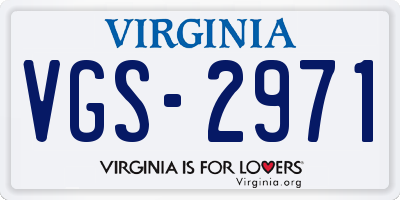 VA license plate VGS2971