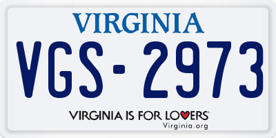 VA license plate VGS2973