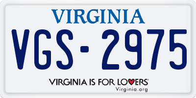 VA license plate VGS2975