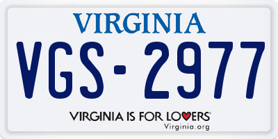 VA license plate VGS2977