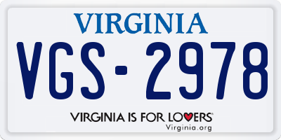 VA license plate VGS2978