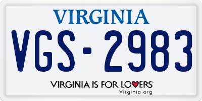 VA license plate VGS2983