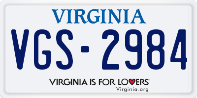 VA license plate VGS2984