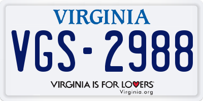 VA license plate VGS2988