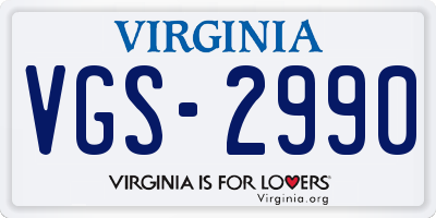 VA license plate VGS2990