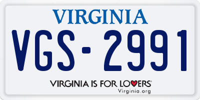 VA license plate VGS2991