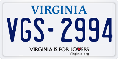 VA license plate VGS2994