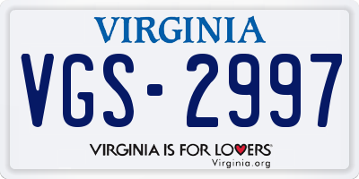 VA license plate VGS2997
