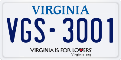VA license plate VGS3001