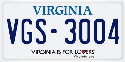 VA license plate VGS3004