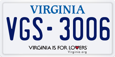 VA license plate VGS3006