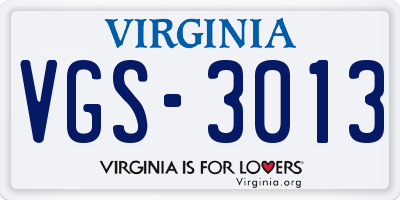 VA license plate VGS3013