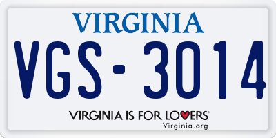 VA license plate VGS3014