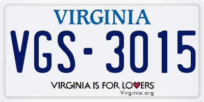VA license plate VGS3015