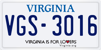 VA license plate VGS3016