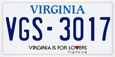 VA license plate VGS3017