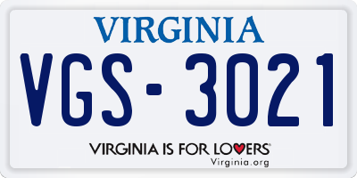 VA license plate VGS3021