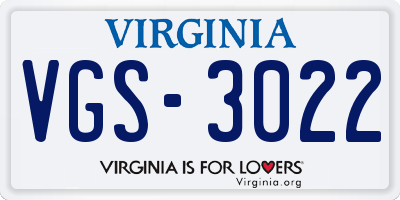 VA license plate VGS3022