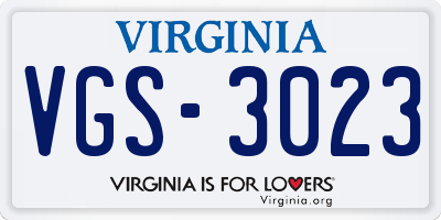VA license plate VGS3023