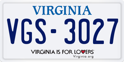 VA license plate VGS3027