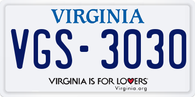 VA license plate VGS3030