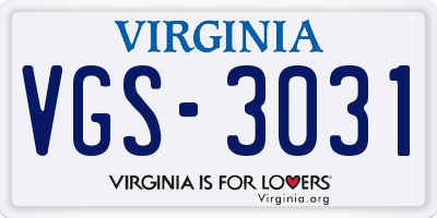 VA license plate VGS3031