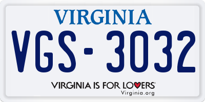 VA license plate VGS3032
