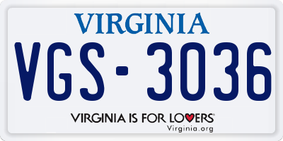 VA license plate VGS3036