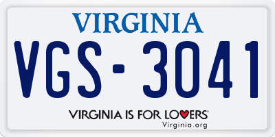 VA license plate VGS3041