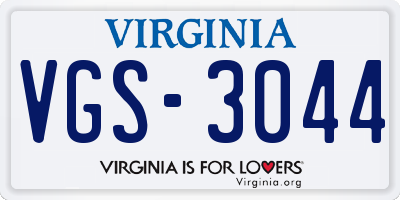 VA license plate VGS3044