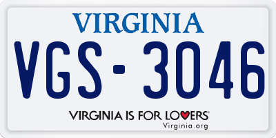 VA license plate VGS3046