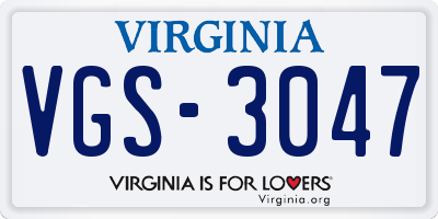VA license plate VGS3047
