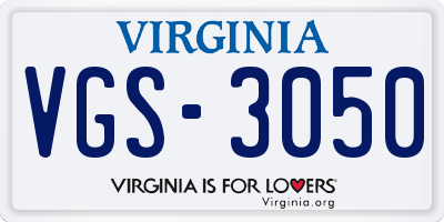 VA license plate VGS3050