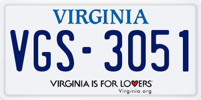 VA license plate VGS3051