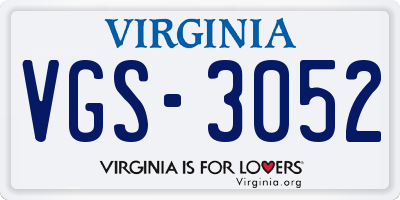 VA license plate VGS3052