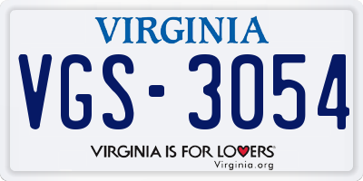 VA license plate VGS3054