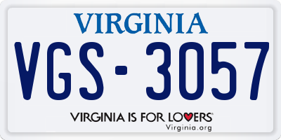 VA license plate VGS3057