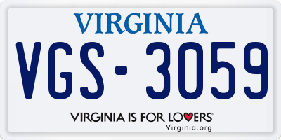 VA license plate VGS3059