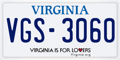 VA license plate VGS3060