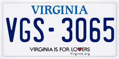 VA license plate VGS3065
