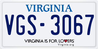 VA license plate VGS3067