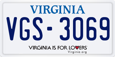 VA license plate VGS3069