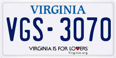VA license plate VGS3070